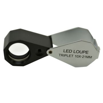 Lupa de precisión plegable - 10x 20,5 mm - Triplet - LED