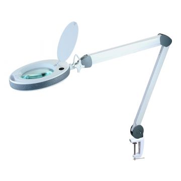 Lámpara lupa flexo con mordaza - Anclaje a mesa - 1,75x o 2,25x - 150 mm