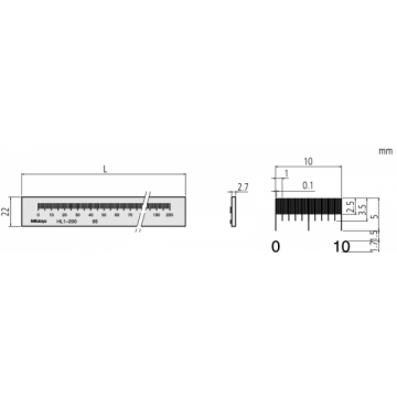 Escala de medida de vidrio Mitutoyo + Certificado de inspección GB, 0,1 mm+